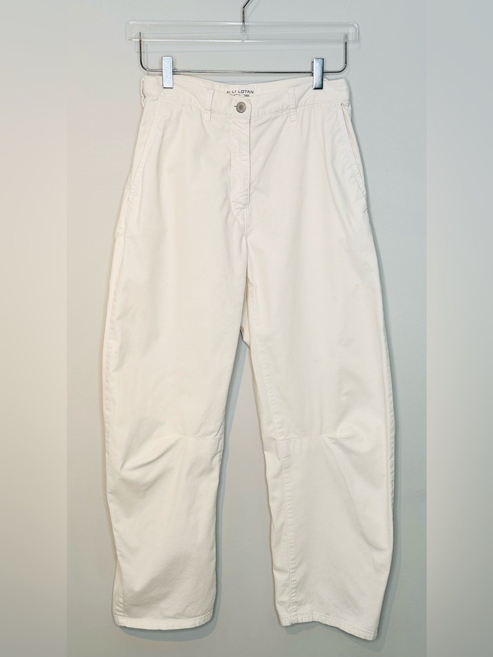 Nili Lotan Women’s Cream Cotton Blend Barrel Pants Trousers